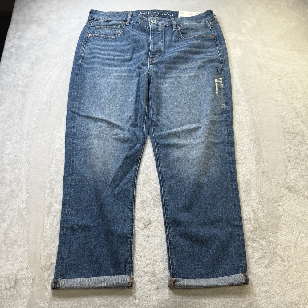American Eagle Jeans Womens 12 Short Blue Tomgirl Mid Rise Stretch Denim Men - Picture 2 of 11